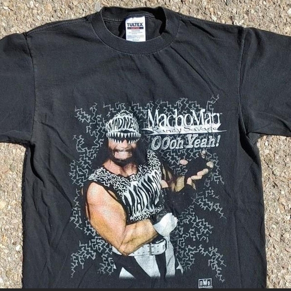 Vtg 1998 Macho Man Randy Savage nWo Wolfpac T-Shirt M Tultex USA - Picture 2 of 6